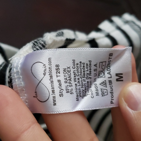 Les Amis Striped Shirt Black and White Super Soft with tie sleeves - Picture 8 of 9